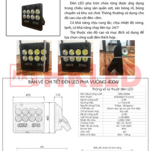 đèn led pha cốc 400w