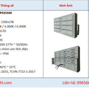 Báo giá đèn led sân pickleball 500w denledhl liên hệ 0965600118