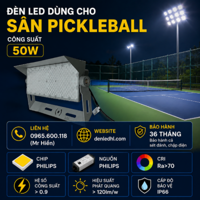 Đèn Pha Module 50w chiếu sân pickleball