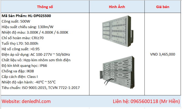 Báo giá đèn LED sân tennis 500w