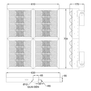 thông số kỹ thuật đèn led sân bóng 800w