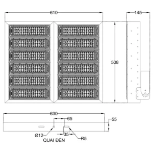 đèn led pha module 600w